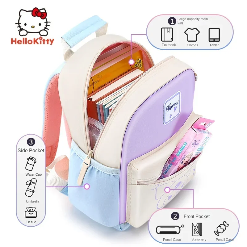 Sanurgente Hello Kitty Cartable pour filles d'école primaire, Clow M, Nouveau sac à dos pour enfants Hellokitty Cinnamoroll Babycinnamoroll, 2023