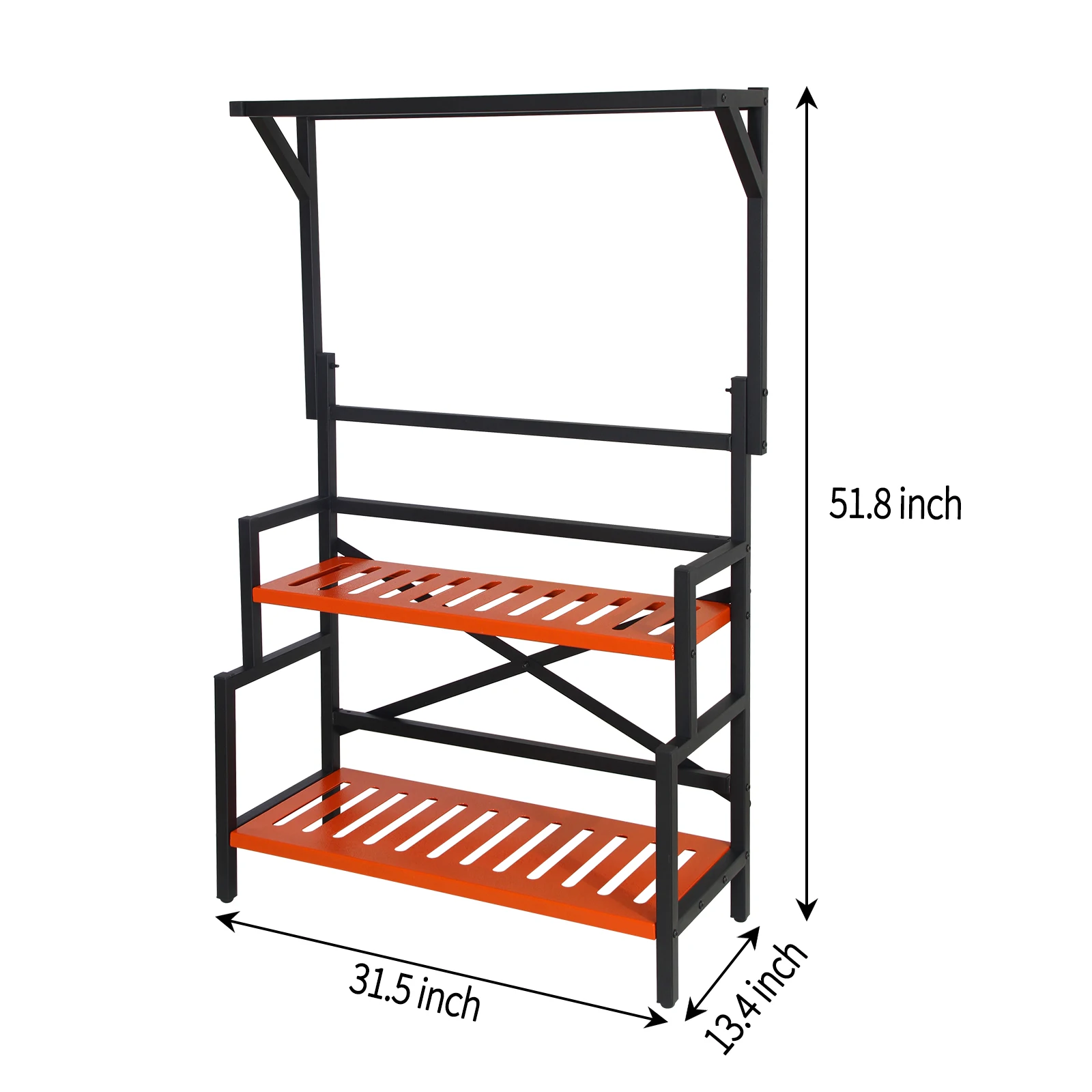 2-Tier Hanging Plant Stand, Heavy Duty Multiple Flower Plant Holder Tall Large Shelf with Wood Rack and Metal Frame for Patio