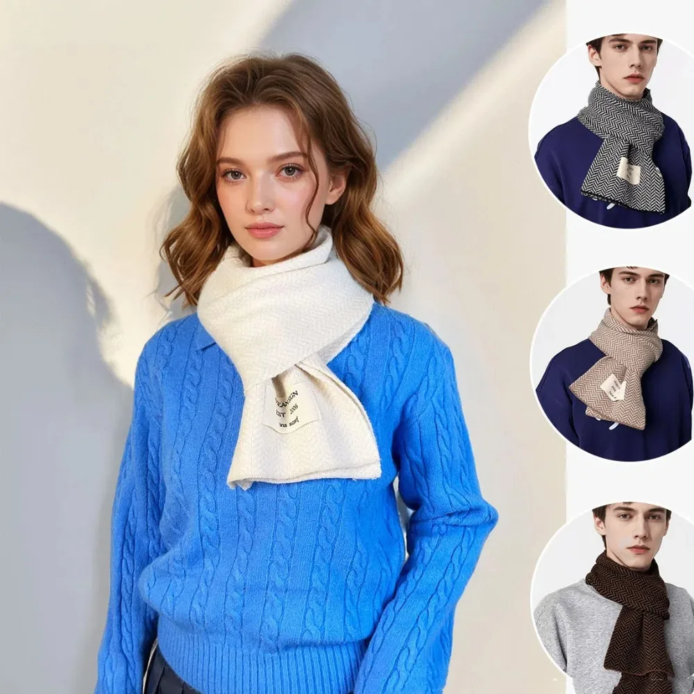 

Label Acrylic Fibres Twill Knitted Scarf Warmer Long Contrast Colored Thick Shawl Stole Soft Men Thick Shawl Autumn