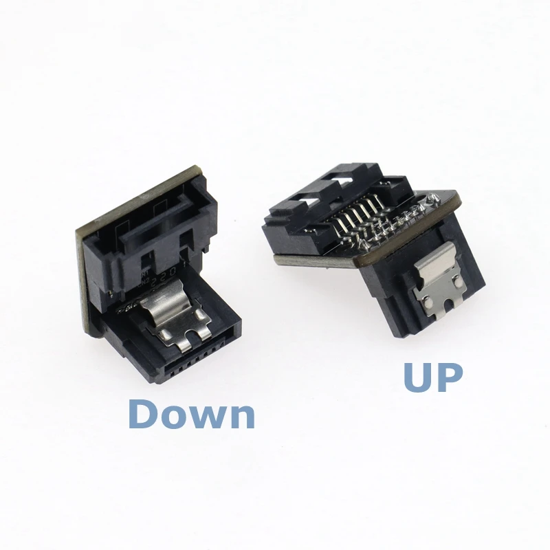 SATA 7Pin Female to Male 90 Degree Angle Elbow Adapter Computer Case Motherboard SATA Serial Data Cable with Lock