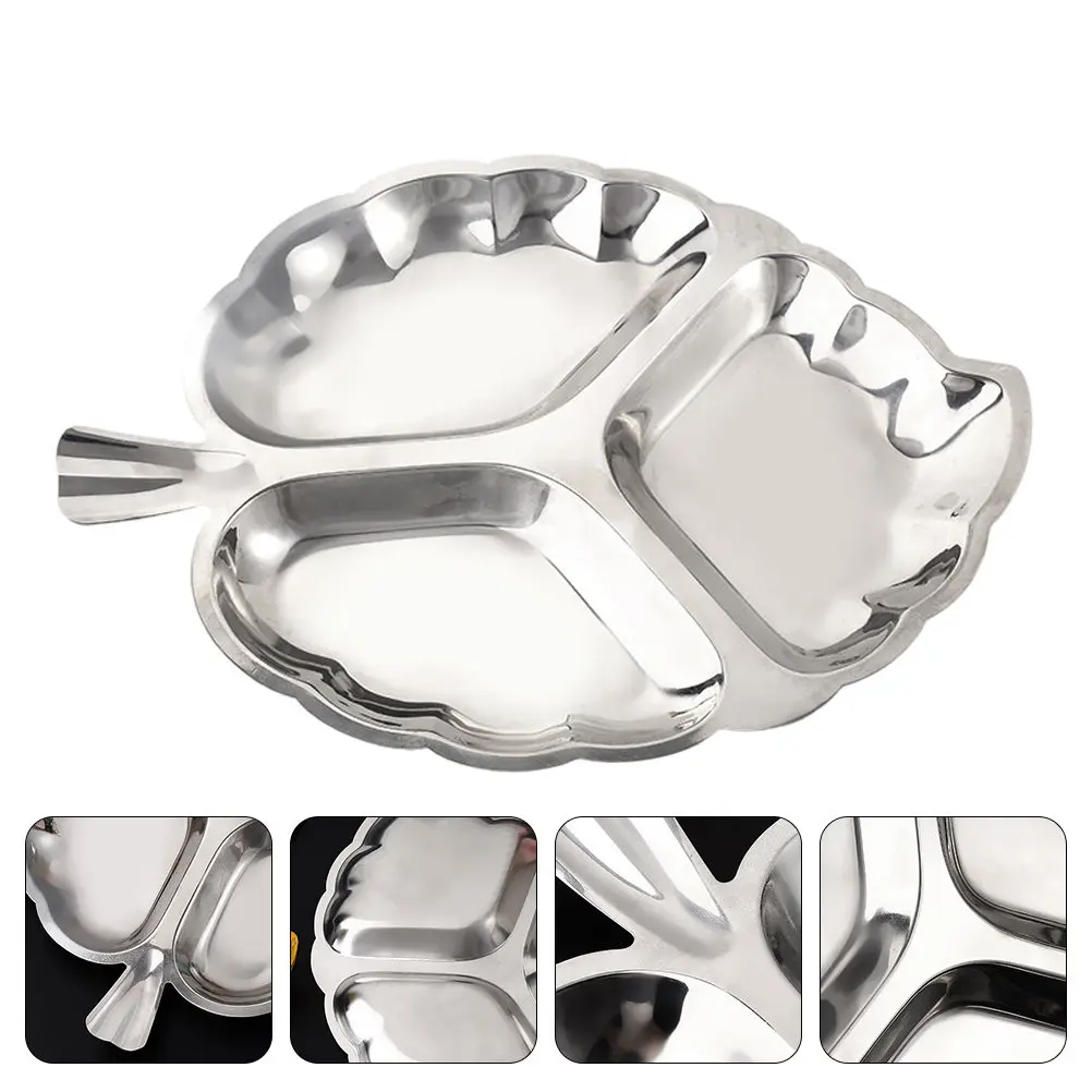 

1 шт. Тарелка для фруктов из нержавеющей стали с несколькими отделениями, для конфет, сухофруктов, орехов, шоколада, портативная, компактная