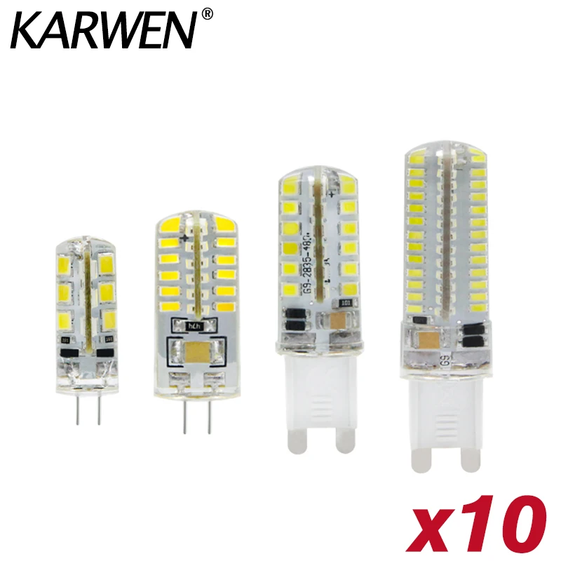 LED G4 G9 AC DC 12V 220V 1w 2w 3w 4w 5w 40w 60w 할로겐 램프 조명 360 빔 각도 LED 램프 전구 샹들리에, 10 개/묶음