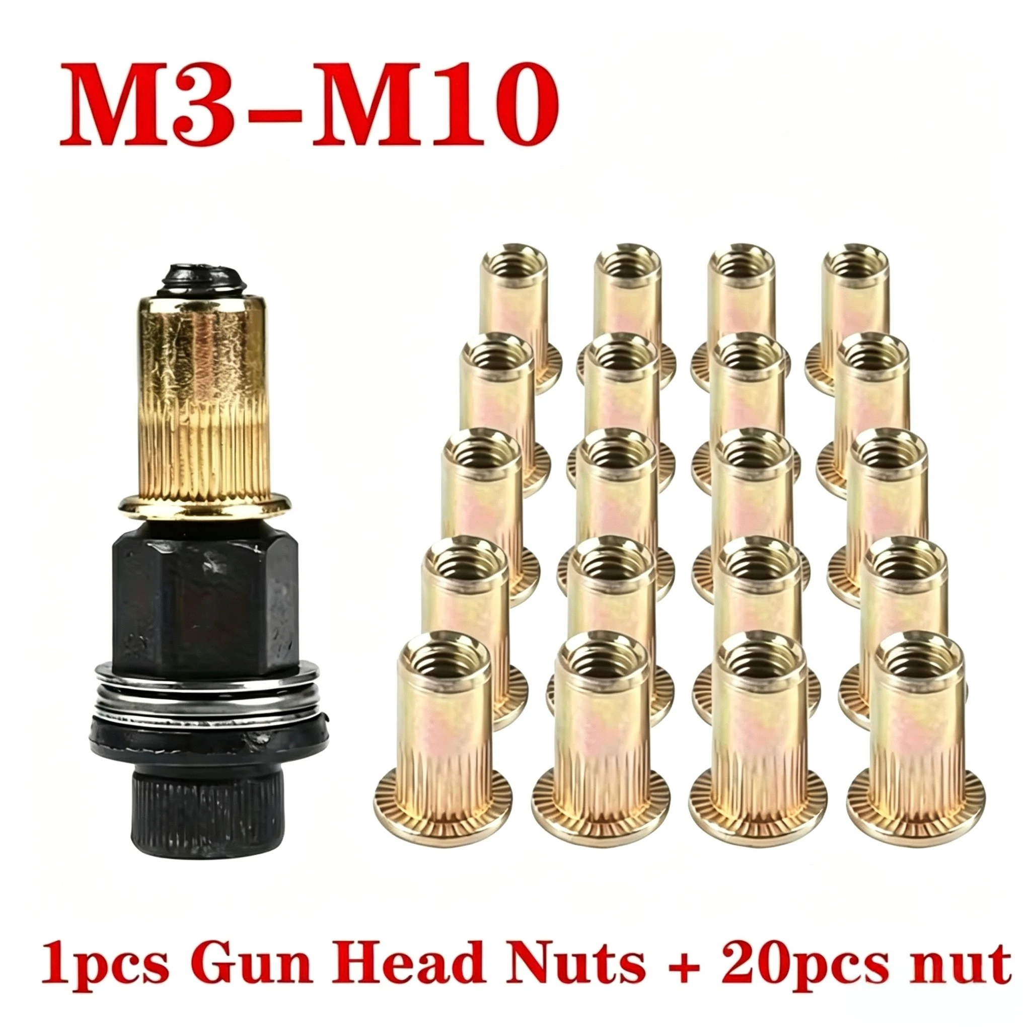 20pcs Rivet Nuts +1pc Hand Rivet Nut Riveter Tool Kit, M4-M10 Manual Riveting Set, Easy Install For Hardware Repair