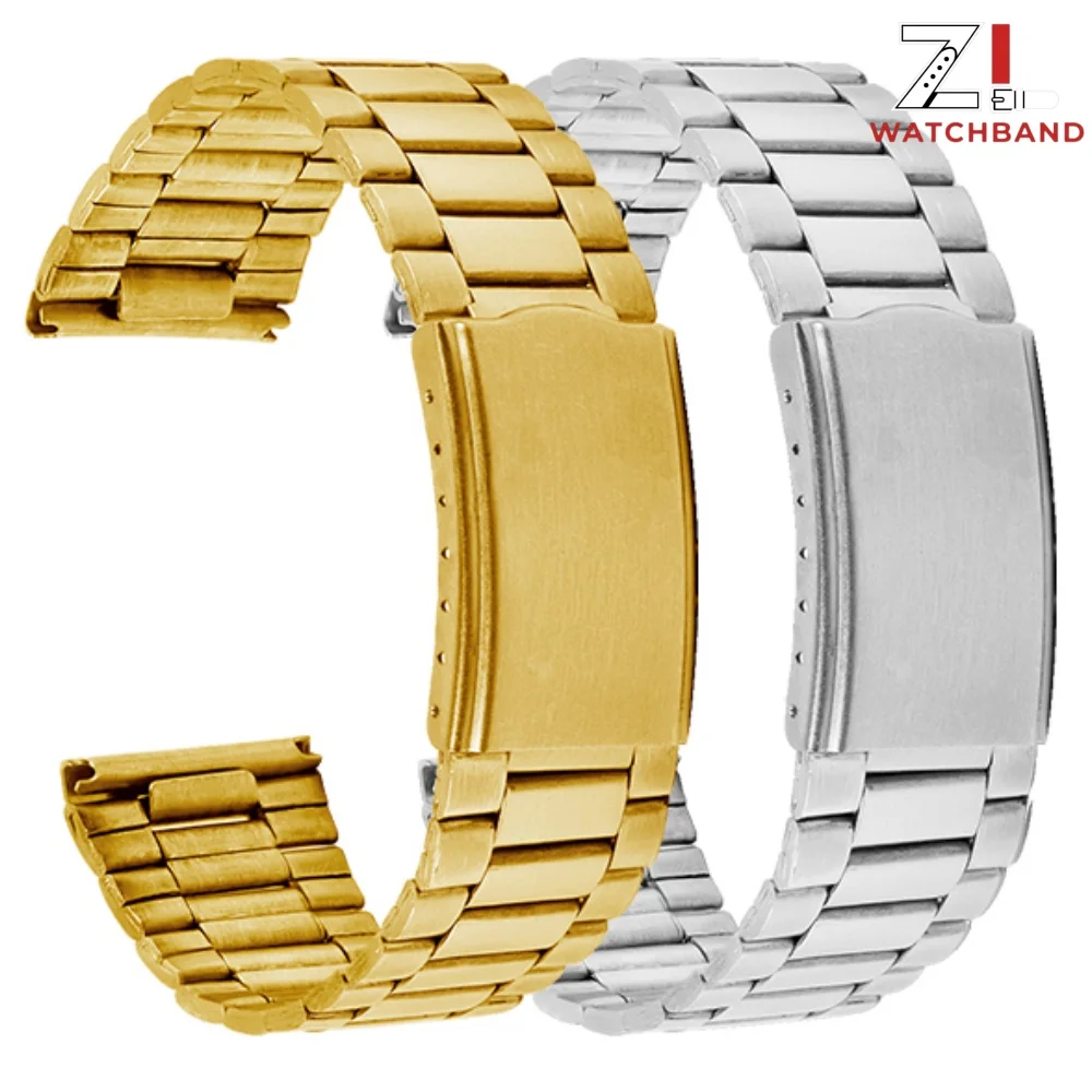 Edelstahlarmband, 12 mm, 14 mm, 18 mm, 20 mm, universelles Metall-Uhrenarmband, Faltschließe, Armband mit flachem Mundstück, Ersatzarmband