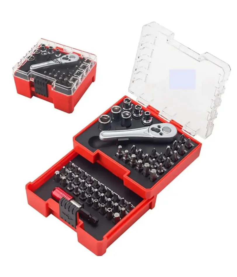 

102 Pieces Multifunctional CR-V Drive S2 Steel Bits Socket Set - Precision Screwdriver Kit with Ratchet Wrench W/ Red Case