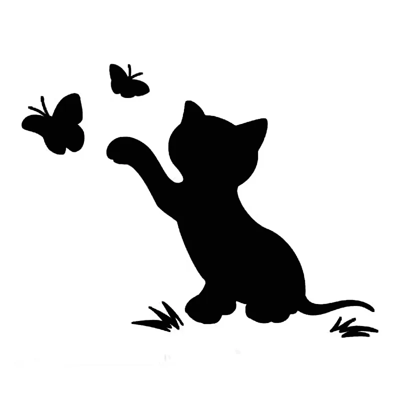 X1 Cat Beats Butterfly Super Cute Car Reflective Sticker Cartoon Scratch Stickers Bumper Animal Window Decal Exterior Decoration