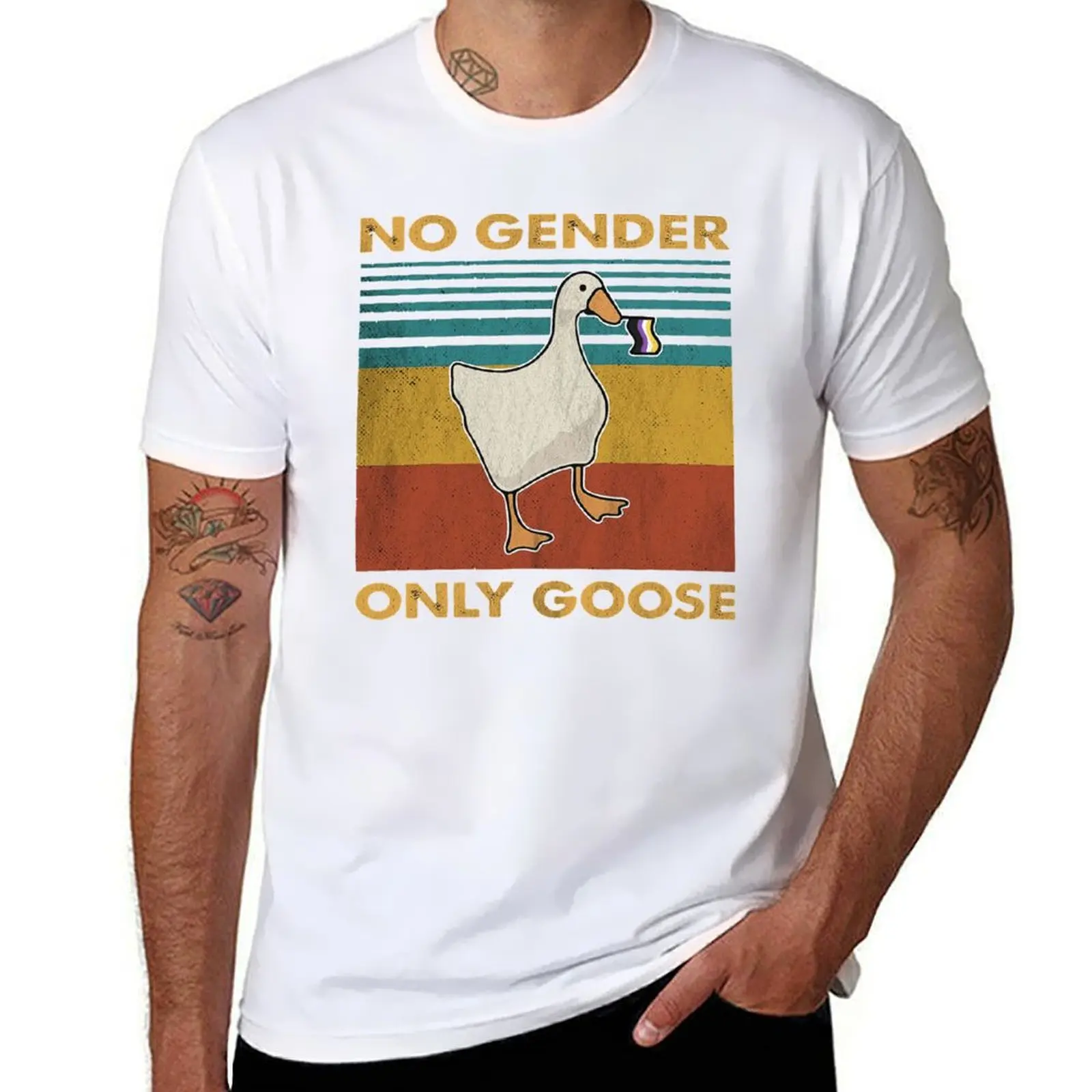 

Duck No Gender Only Goose Shirt Genderqueer And Nonbinary Pride T-Shirt cotton tshirt 100% T-Shirt