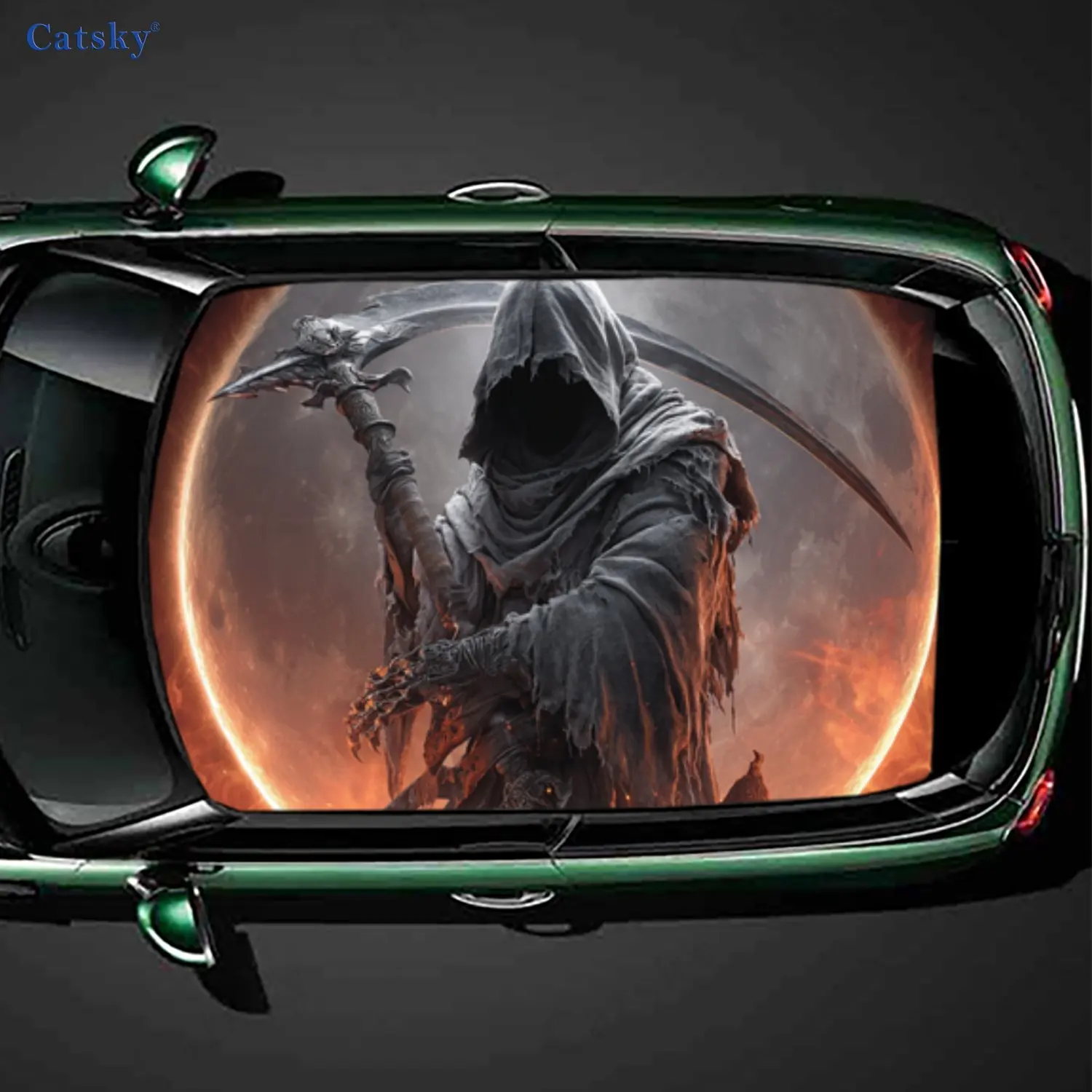 

Hellfire Reaper художественная очаровательная наклейка на крышу автомобиля, ПВХ самоклеящаяся водонепроницаемая виниловая наклейка для автомобиля, защитная наклейка для украшения автомобиля