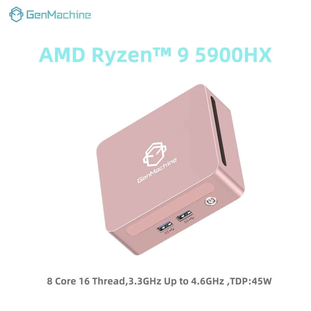 GenMachine Mini PC AMD R9 5900HX Windows 11 Ryzen 4.6GHz DDR4 32GB DDR4 1TB PCIe 3.0 Wifi6 pc gamer Diy Gaming Computer