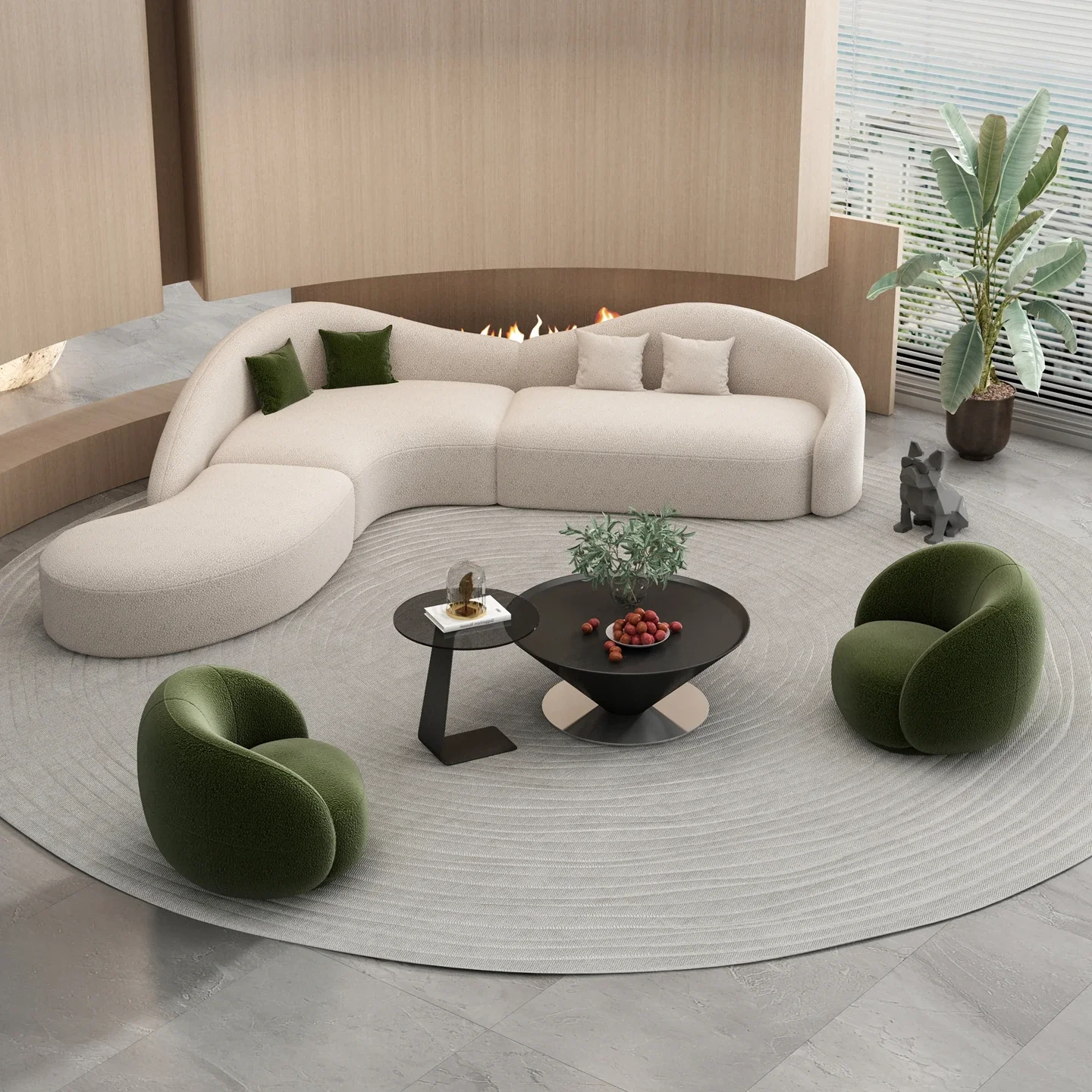The velvet modern luxury office sofa hotel lobby is designed with a high-density sponge semicircular arc, suitable for the recep