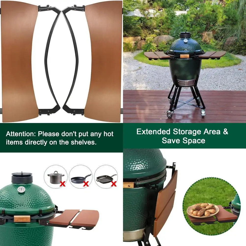 

Складные боковые полки для зеленых яиц среднего размера и компактные коврики для яиц с 2 планками — сменные аксессуары для гриля и курильщика