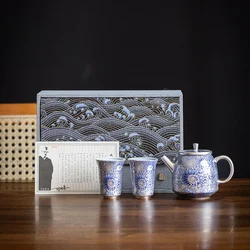 Ceramics Gilded Silver  Sunflowe One pot and two cups Tea Pot, Kung Fu Tea Set, Household High end Tea Pot, Kettle Pot Gift Box