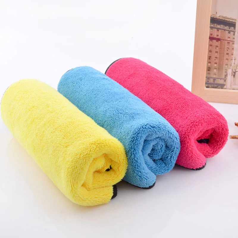 1Pcs 30 × 40Cm Microfiber Double-Layer Verdikte Auto Handdoek Car Cleaning Handdoek Absorbeert Water Zonder Verlies haar