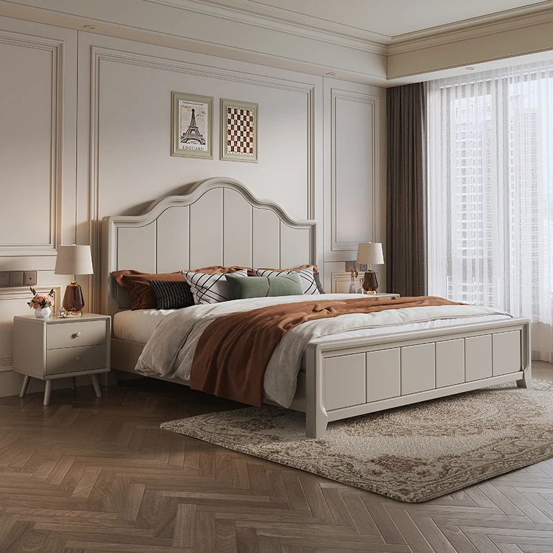 

American Wooden Bed Aesthetics Modern Simple Luxury Fashion Bed Princess Bed Girl Square Bedroom Letto Matrimoniale Furniture