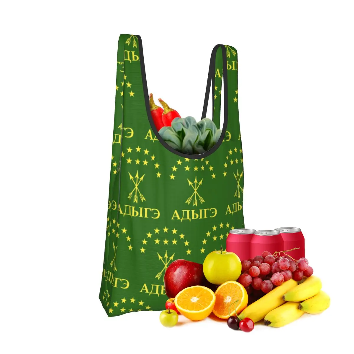 

Адга-подарок для Черкесского Великобритании, сумка для покупок с флагом Адиgea, портативные сумки-тоут, складная сумка-шоппер на плечо, продуктовая сумка