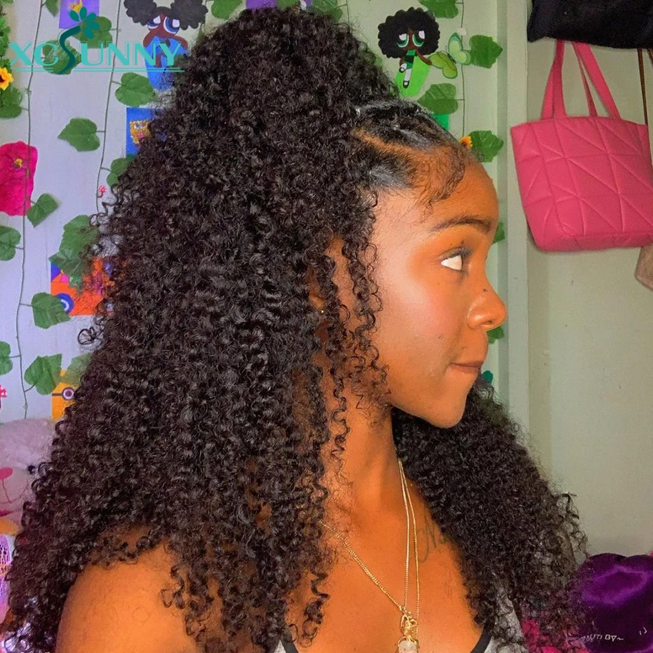 Grampo encaracolado em extensões do cabelo para mulheres negras, cabelo humano perversos, sem emenda, plutônio, Ins