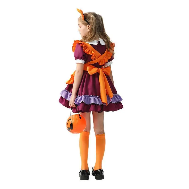 

Детская одежда на Хэллоуин, юбка-гарбуз, костюм ведьмы, наряд горничной для девочек, Лолита Доктор, милый женский детский ансамбль
