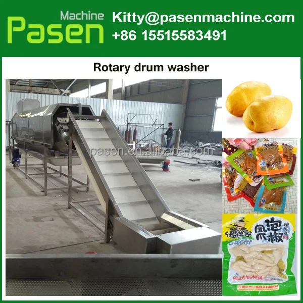 Wasmachine voor fruit- en groentetrommel / roterende trommelwasmachine