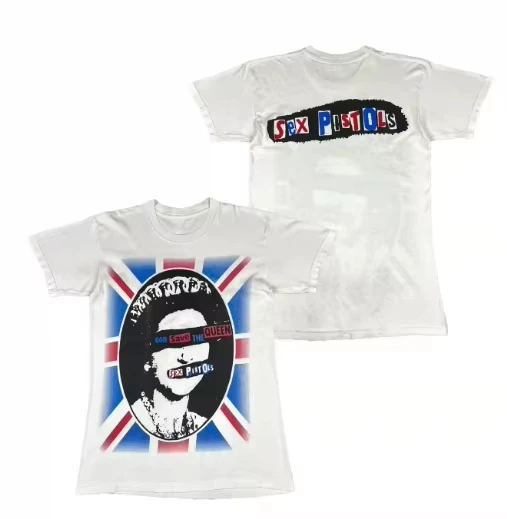 2026 Vintage Punk Collage Art Graphic Large Printed Cotton Unisex Short Sleeve T-Shirts, Retro Rock Casual Tops  for Kids Adults