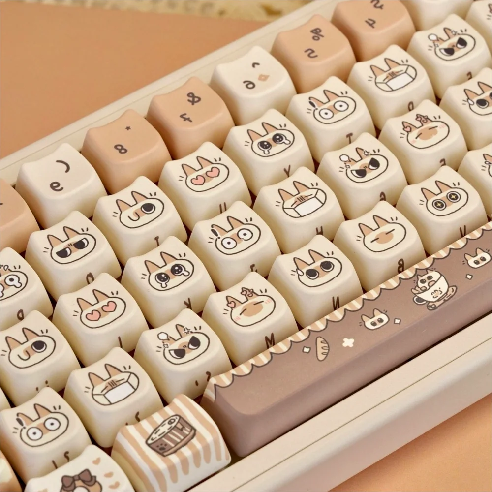 

Bean Paste Keycap Set PBT MAO 132 Key Cute Keychain Compatible with 61/75/87/104/108 Gaming Mechanical Keyboard