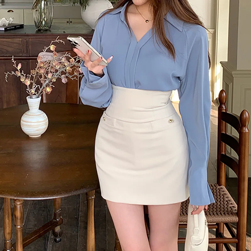 

Short SkirtaPencil skirt for women with a pear-shaped figure, new summer high-waisted Korean-style bodycon skirt, elegant and sl
