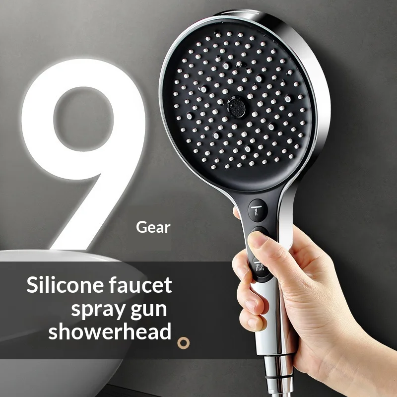 

With spray gun, handheld shower head, large panel nozzle, 9-speed air pressurized shower faucet