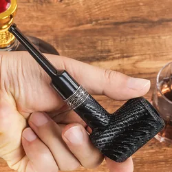 Solid Wood 9MM Straight Pipe Carving Smoke Pipe Elbow Roll Filter Cigarette Holder Herb Grinder Smoking Tools