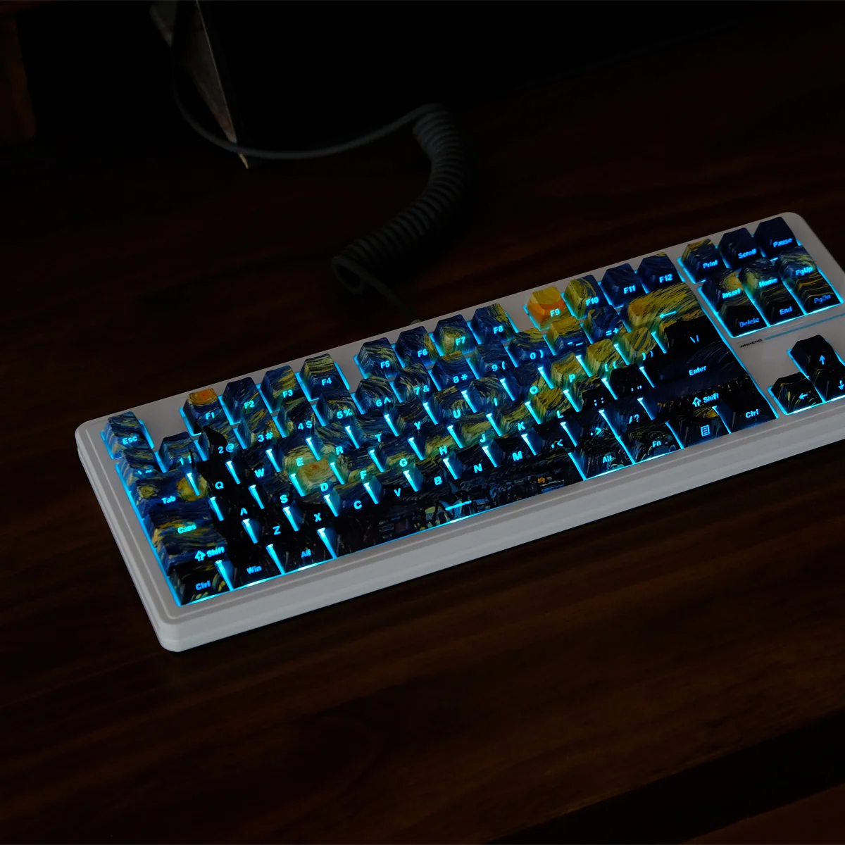 

130 Keys Dye Sublimation PBT Keycap Starry Night Side-lit Shine Through Keycaps Cherry Profile for MX Switch Gaming Keyboard