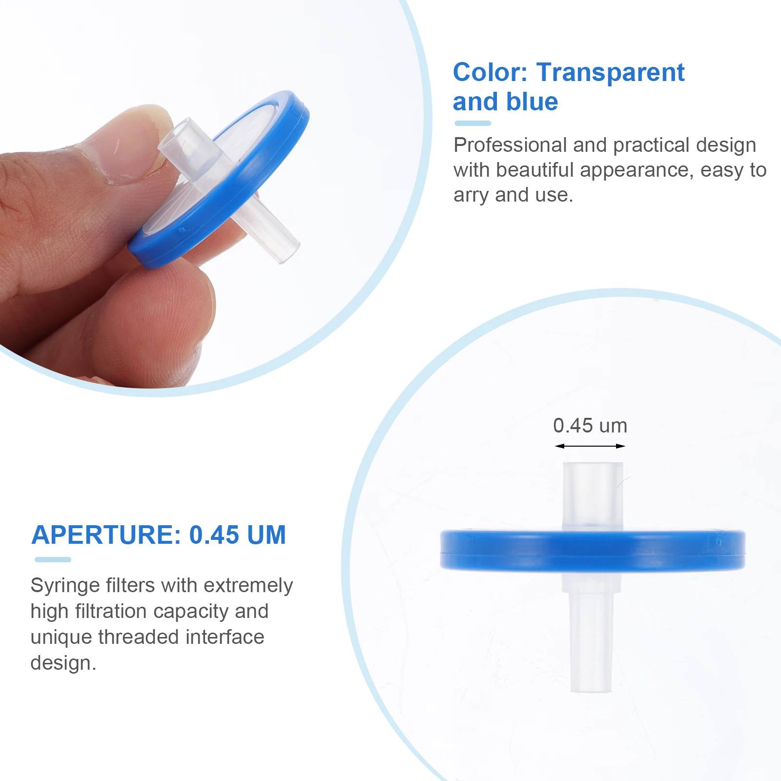 

10pcs Disposable Syringe Filter Hydrophilic Plastic Filtration Device Needle Laboratory Supplies Threaded Interface