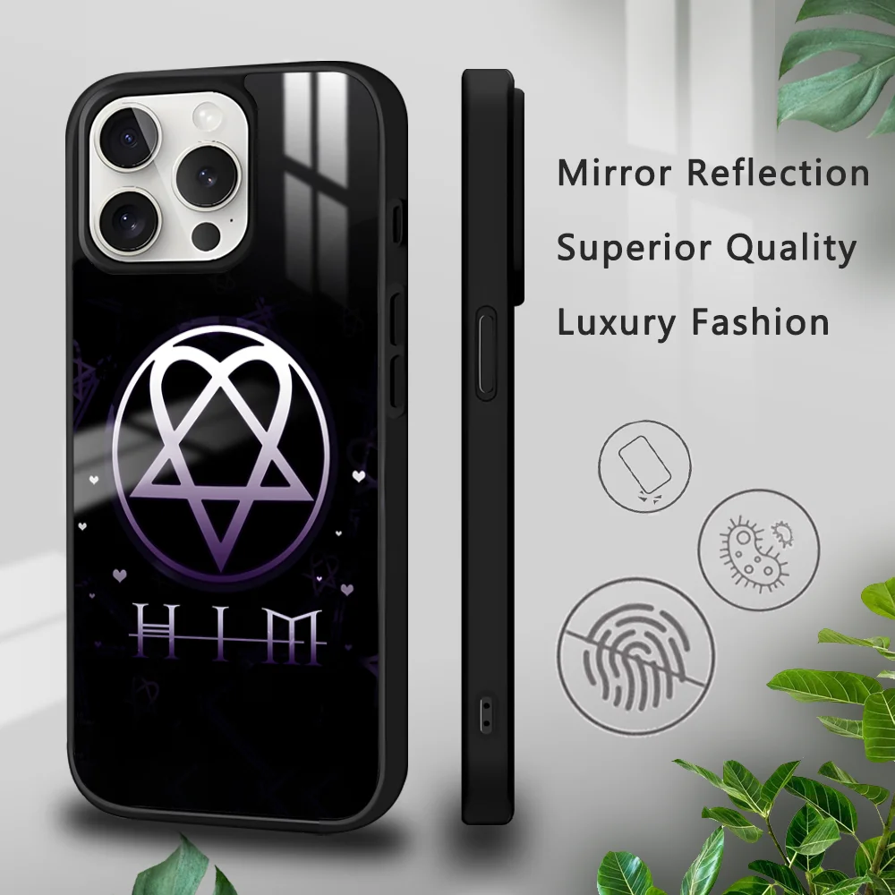 H-Him Ornate Heartagram Phone Case For iPhone 16 15 14 13 12 11 Pro Xs Max Mini Plus Celulares Hard Funda