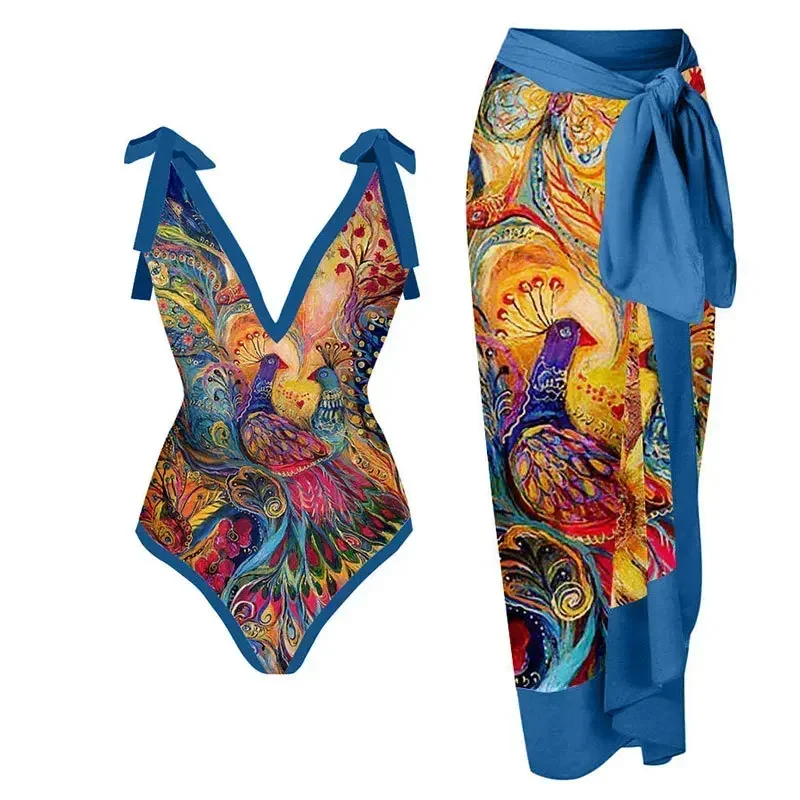 Nowy Model 2026: Damski Zestaw Bikini Push Up z Kwiatowym Nadrukiem, Falbankami, Ramiączkami i Bandażami, Brazylijskie Bikini, Strój Kąpielowy