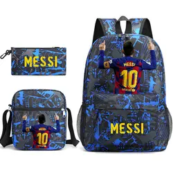 Messi Backpacks 3Pcs Set Boys Girl School Backpack Students school bag Teens Large capacity Cartoon Mochila Infantil