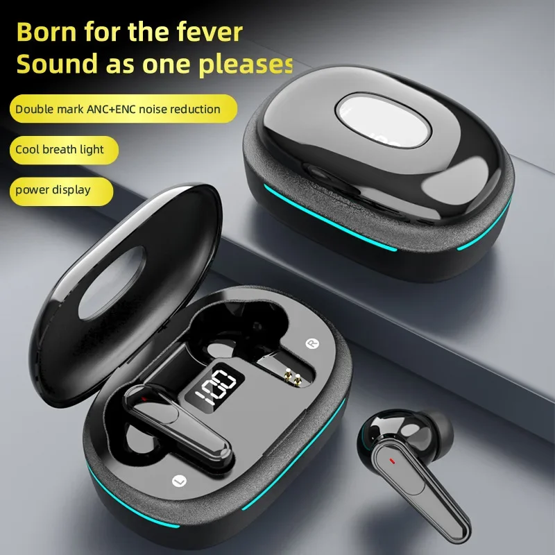 

Wireless Bluetooth Earphone HD Call Digital Display in-ear ANC+ENC Noise-cancelling Esports Gaming Low Latency Bluetooth Headset