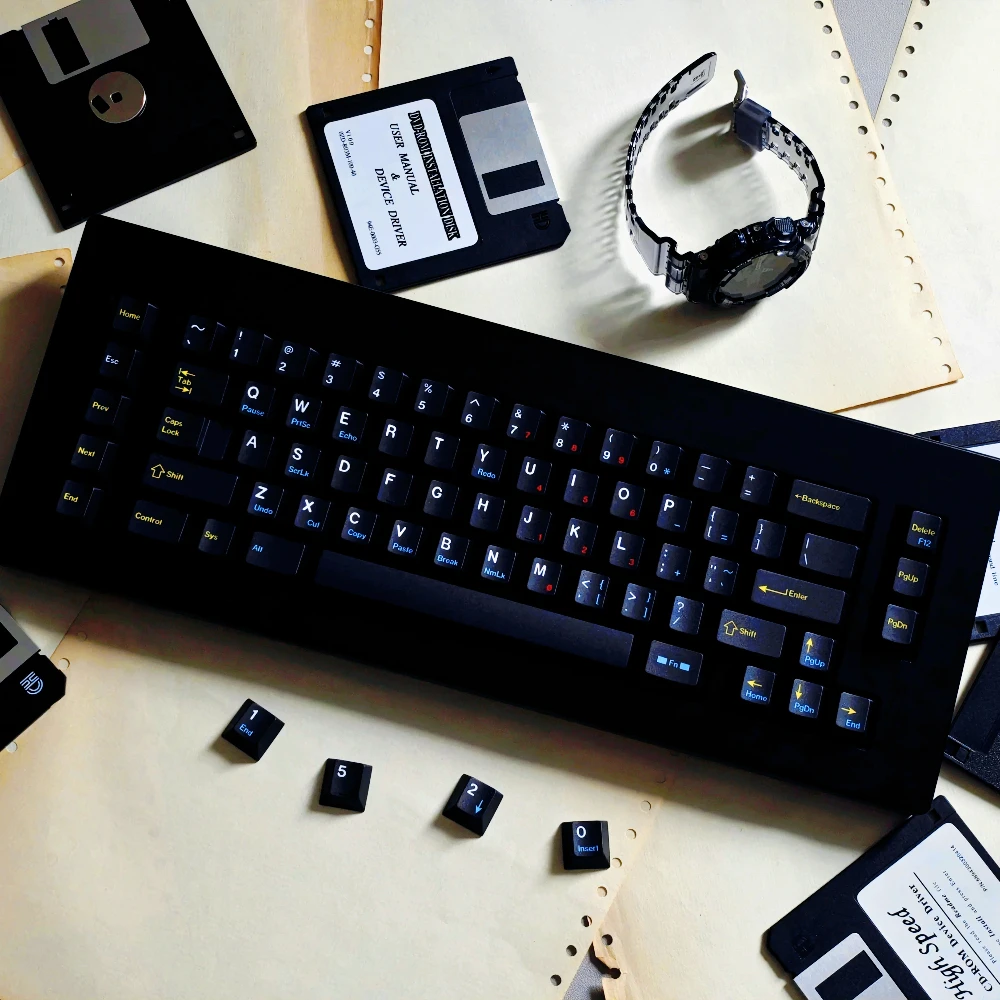 GMK Cherry Profile Keycaps Customized PBT Artisan Point Keycap Front Carving Black Keycaps  Mechanical Keyboard Accessories