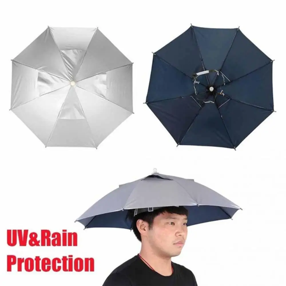 Camping Travel Foldable Waterproof Handsfree Portable Anti-Rain Fishing Caps Sun Hat Umbrella Cap Umbrellas