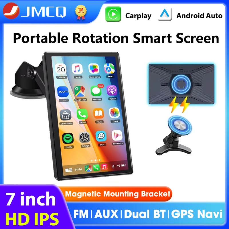 

Портативный 7-дюймовый автомобильный мультимедийный проигрыватель с CarPlay, AI-экраном, IPS-сенсорным экраном, Bluetooth, GPS-навигацией, монитором на приборной панели, автомобильной стереосистемой