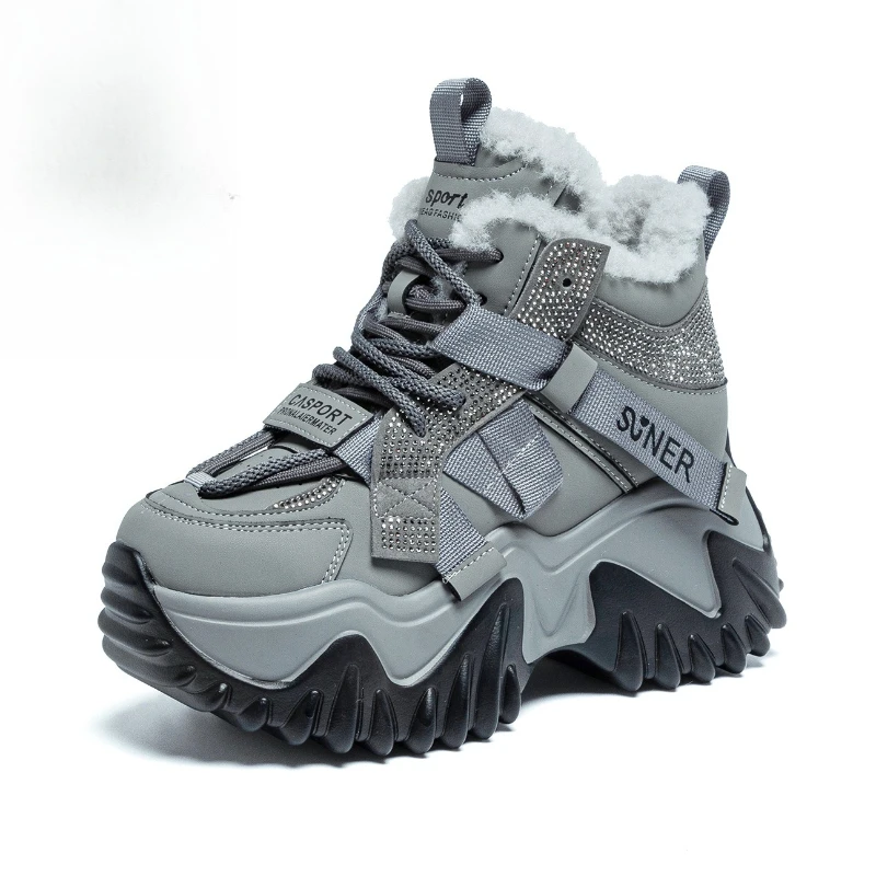 CICIYANG Women's Platform Sneakers Shoes Anti-slip 2026 Spring New Plus Size Casual Female Shoes Winter Fluff Sneakers Boots