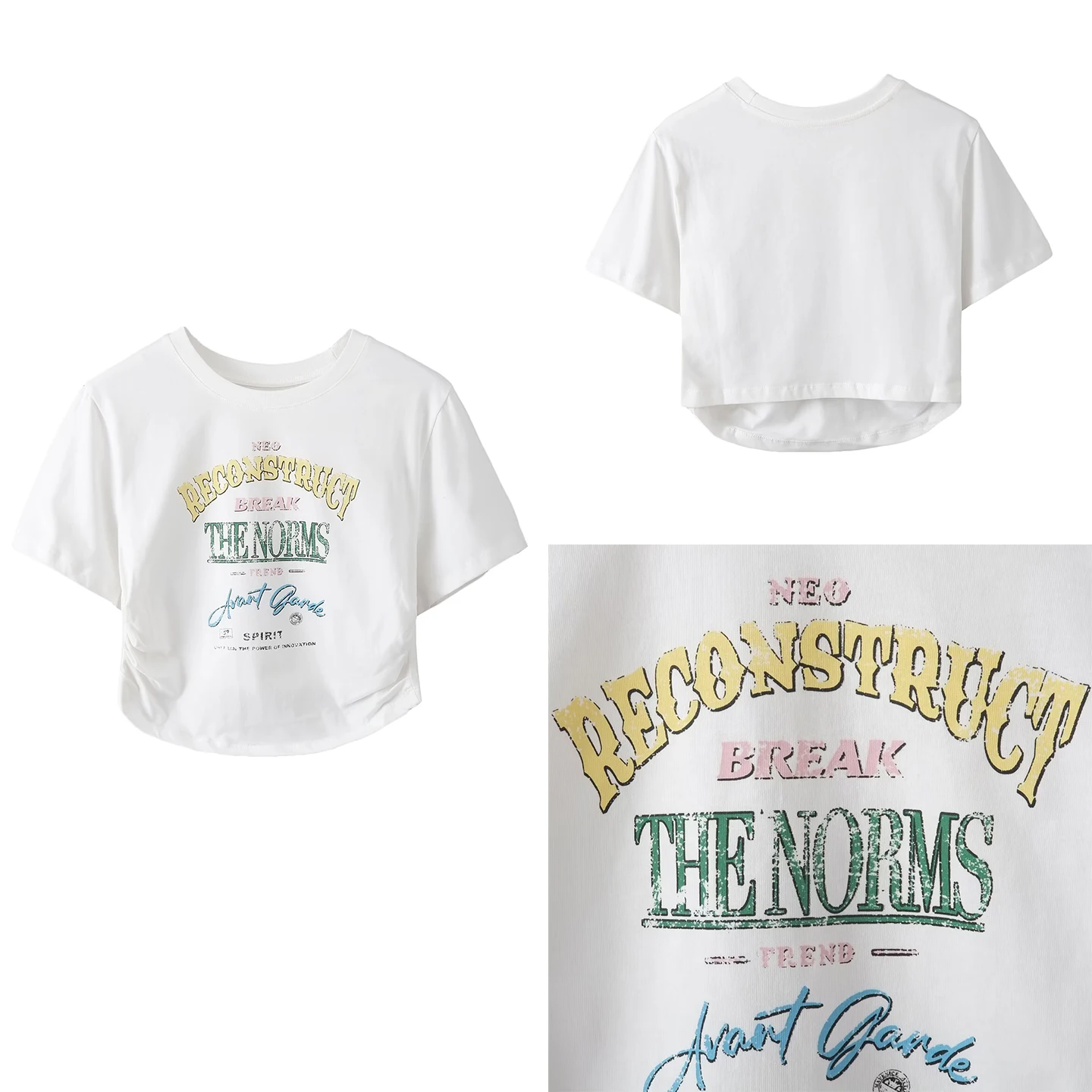 

Summer New Women's Sle T-irt Color Blo Print Pleated ort Sve round Ne Casual Comfortable Polyester Fiber