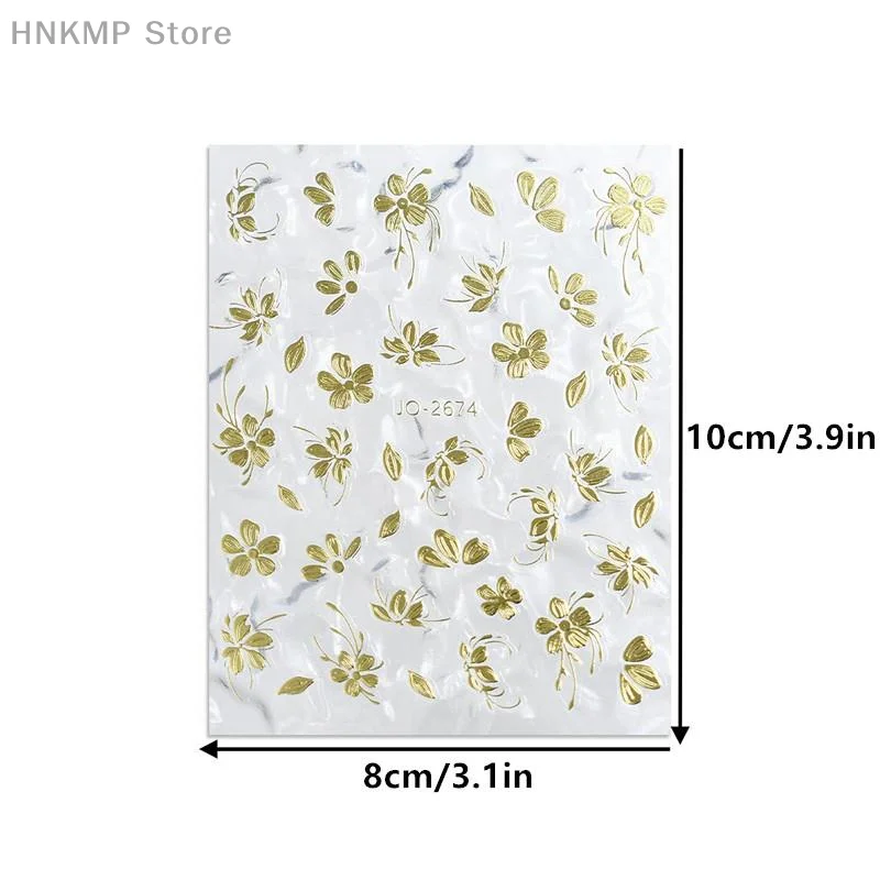 

3D Relief Flowers Gold Petals Adhesive Decals Nail Art Floral Slider Decoration DIY Beauty Salon Accessory