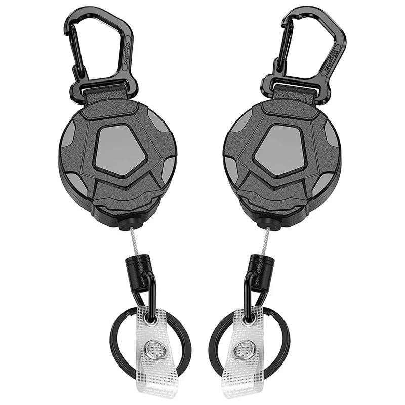 5-Pack Retractable Keychain, Heavy Duty Carabiner Badge Hold