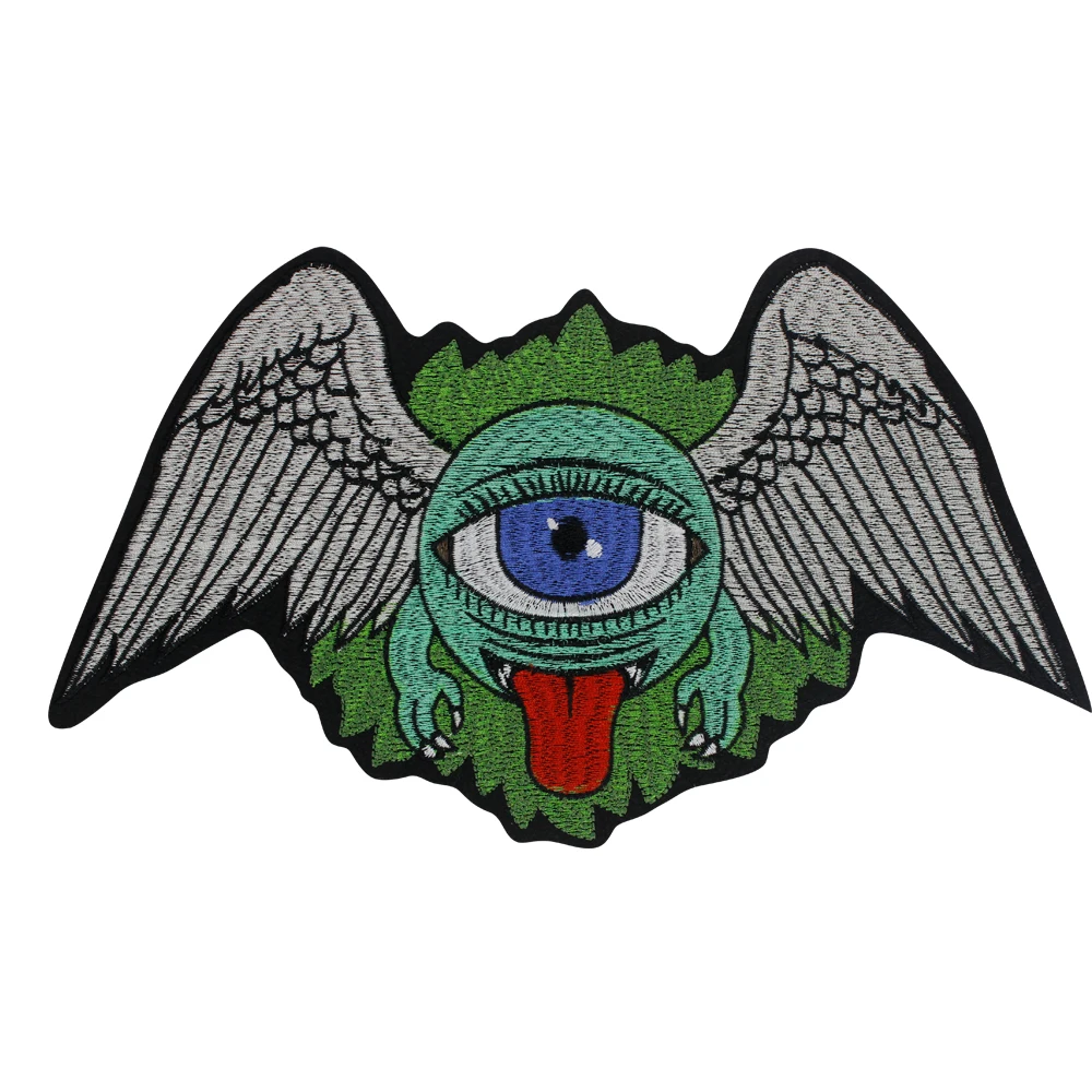 Warriors Wings Dragon Skull Sword Patches Motorcycle Iron on Embroidery Eye Backpack Punk Badge Stickers for Clothes Jean