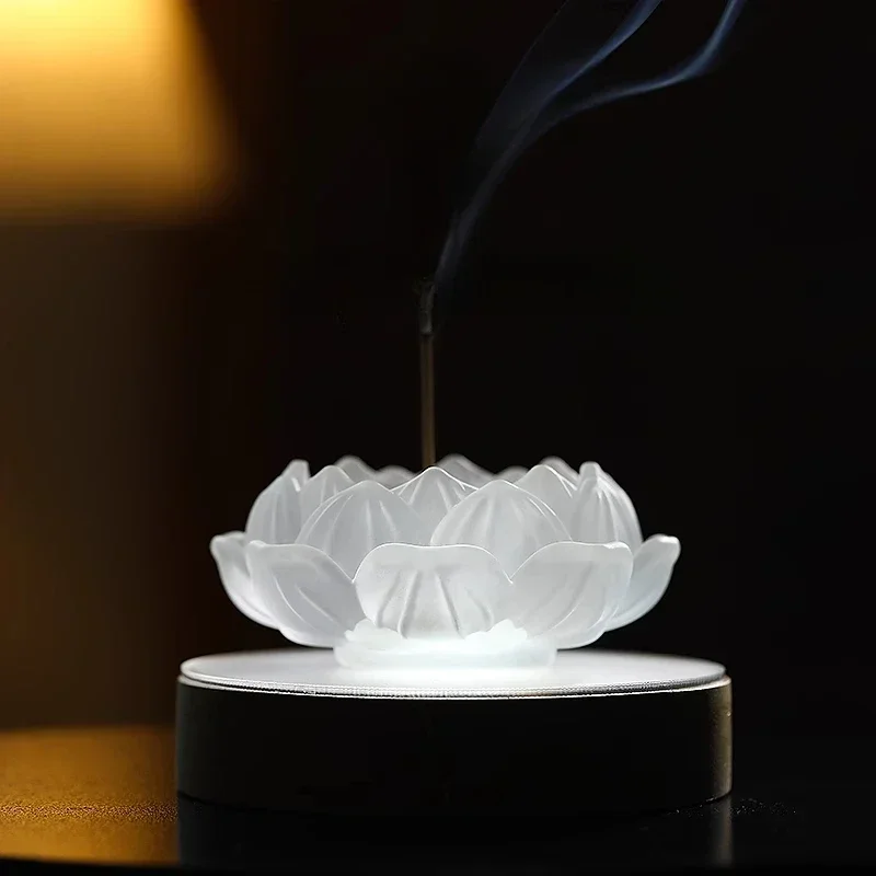 

Household Glass Incense Burner for Indoor Lotus Thread Incense Pedestal Decoration Aromatherapy Stove Incense Tray