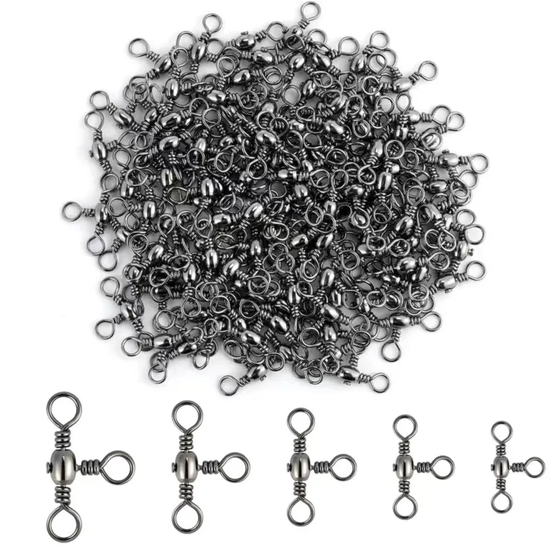 50 sztuk/worek czarny niklowany złącze z trzema bolcami T-Swivel Sub-Line Splitter wędkarstwo na świeżym powietrzu Bazi Ring akcesoria wędkarskie