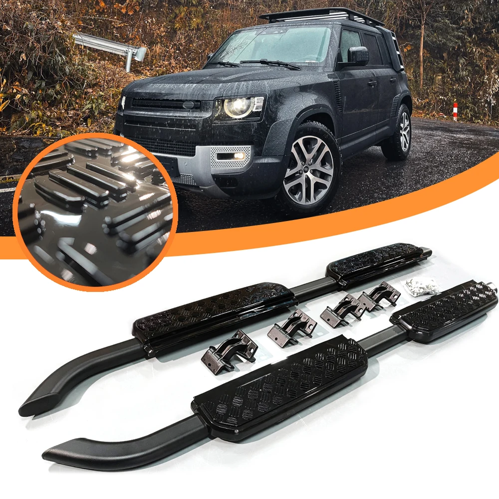 

2 шт. алюминиевые подножки для боковой ступеньки, подходят для Land Rover Defender 110 130 2020-2025 L663, 4-дверная подножка, педаль Nerfbar