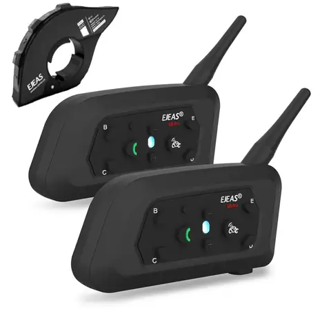 EJEAS V6 PRO +/PLUS Bluetooth Motorcycle Helmet Intercom Headset with 800M BT Interphone Communicator for 6 Riders Waterproof