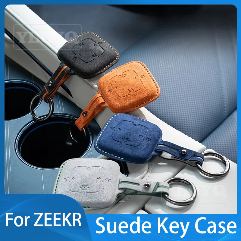 

For 2025 ZEEKR 001 007 X Car Key Case Suede Key Protector Cover Buckle Shell Car Interior Modification Accessories