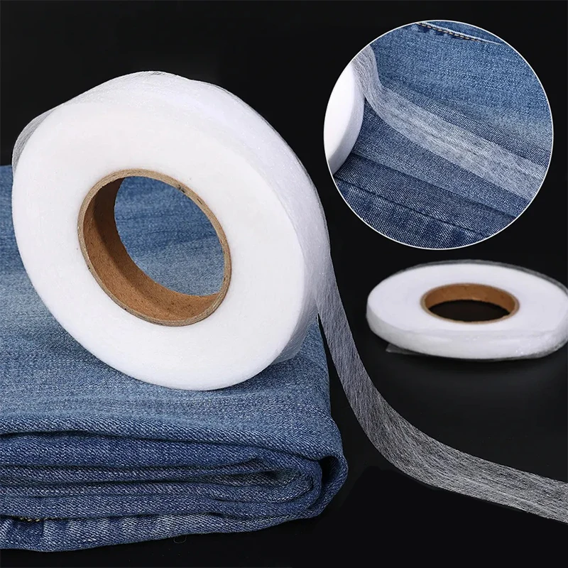 60M Roll Non-Woven Double-Side Interlining Adhesive Fabric Cloth Apparel Iron On Hem Tape Edge Shorten Pants Clothes Diy Sewing