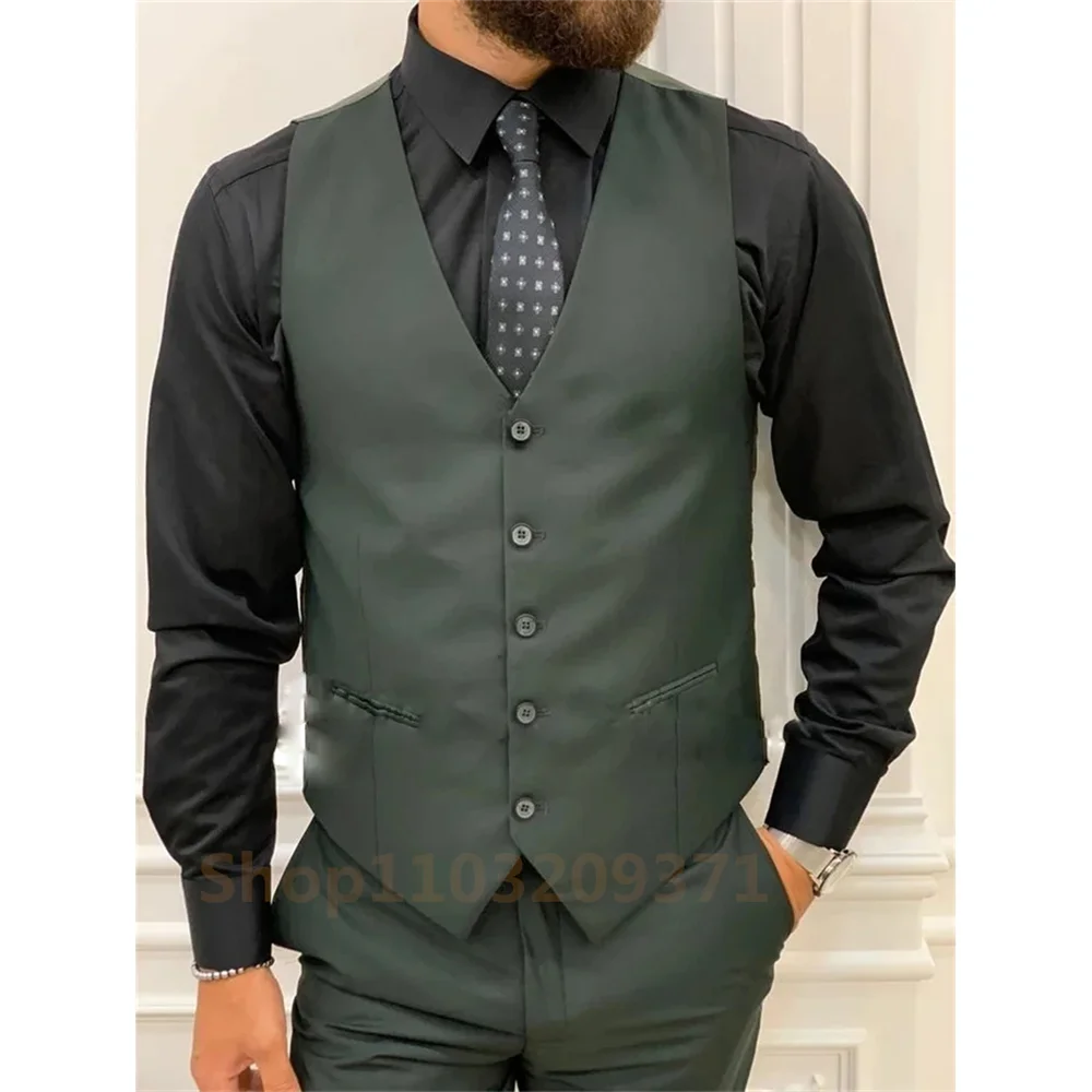 2024 Post Green Suits Men Suits 3 Pieces Wedding Wear Business Male Groom Wedding Dress Jacket Vest Pants Set Blazers Coat