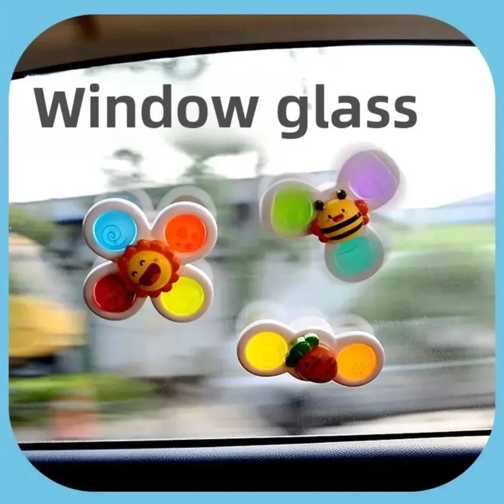Ventosa con diseño de dibujos animados, función giratoria, Base de ventosa, juego de agua, característica interactiva, Spinner de dedo Montessori