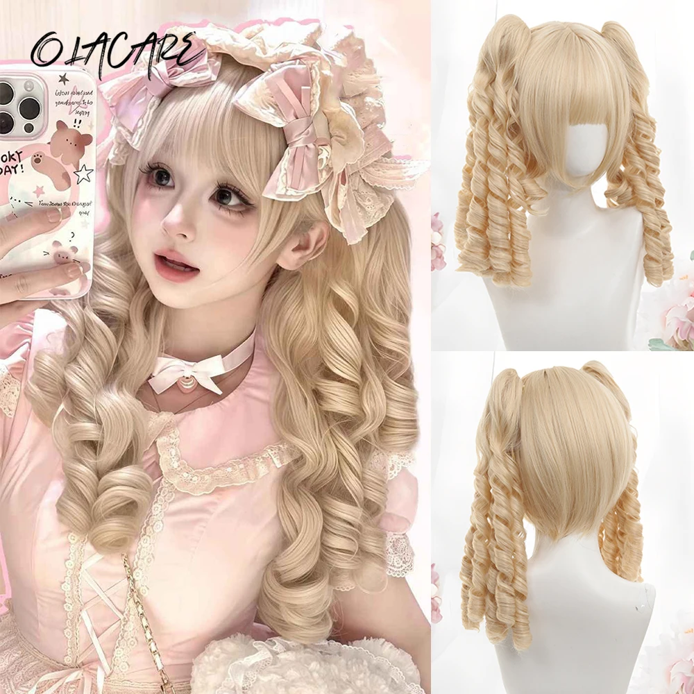 

OLACARE Натуральные Блондинки Желтые Длинные Волнистые Парики Из Синтетических Волос с Челкой Женские Объемные Волны Афро Женские Парики Косплей Ежедневные Волосы LM